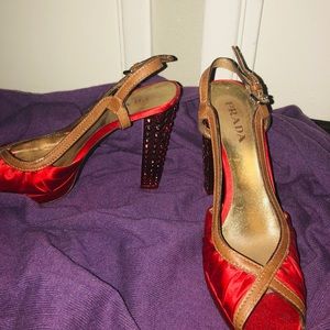 ✨HOLD✨Authentic PRADA bejeweled runway heels✨
